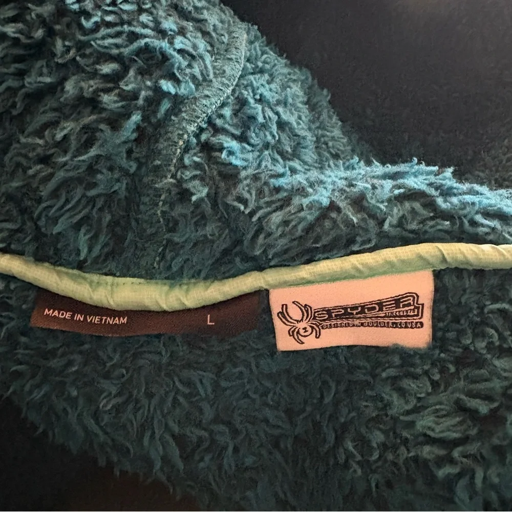 Spyder Girls' Park Hoodie Jacket Swell Blue Green Fleece Size Large